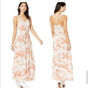 Roxy hot summer lands orange white palm leaf print maxi dress